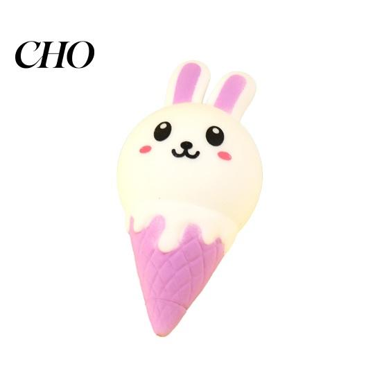 Squeezable Stress Ball Bunny Ice Cream Squeeze Toy Relief Cone Sensory Kids Home Office Worker Soft Stretchy Food Fidget Desk Reliever
