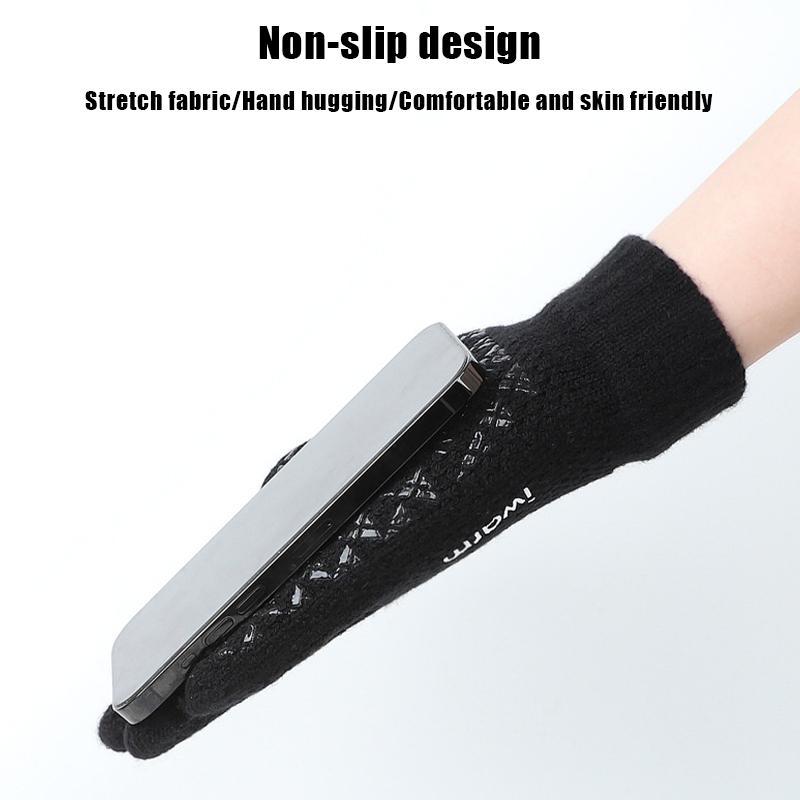 Мужские и женские вязаные перчатки для сенсорного экрана, зимние, для защиты от холода, теплые, плюшевые, жаккардовые перчатки