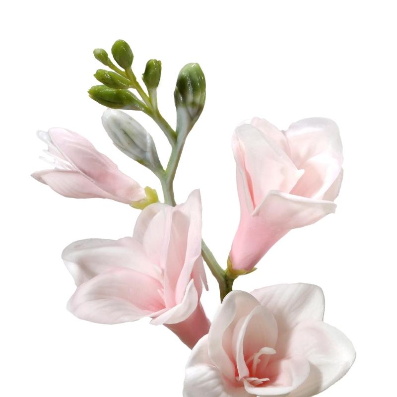 Artificial PU Freesia Flower With Bendable Iron Wire Stems for Wedding Floral Arrangements Tabletop Bookshelf Display