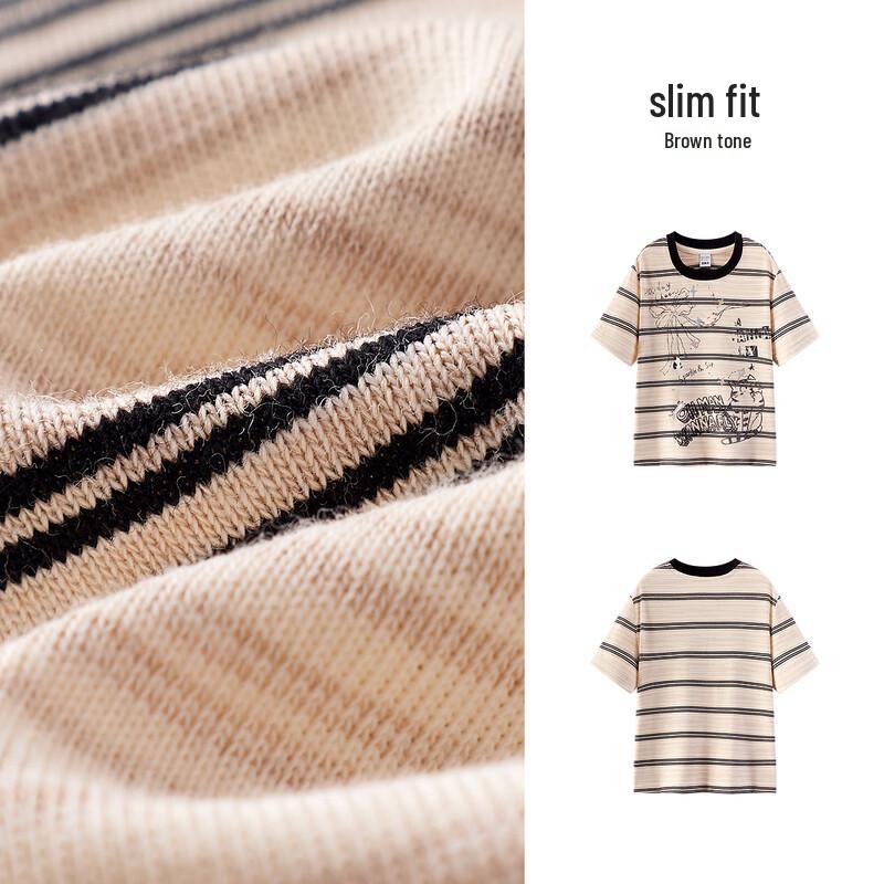 Semir Women's Sweet & Cool Striped Cat Print Short Sleeve T-Shirt