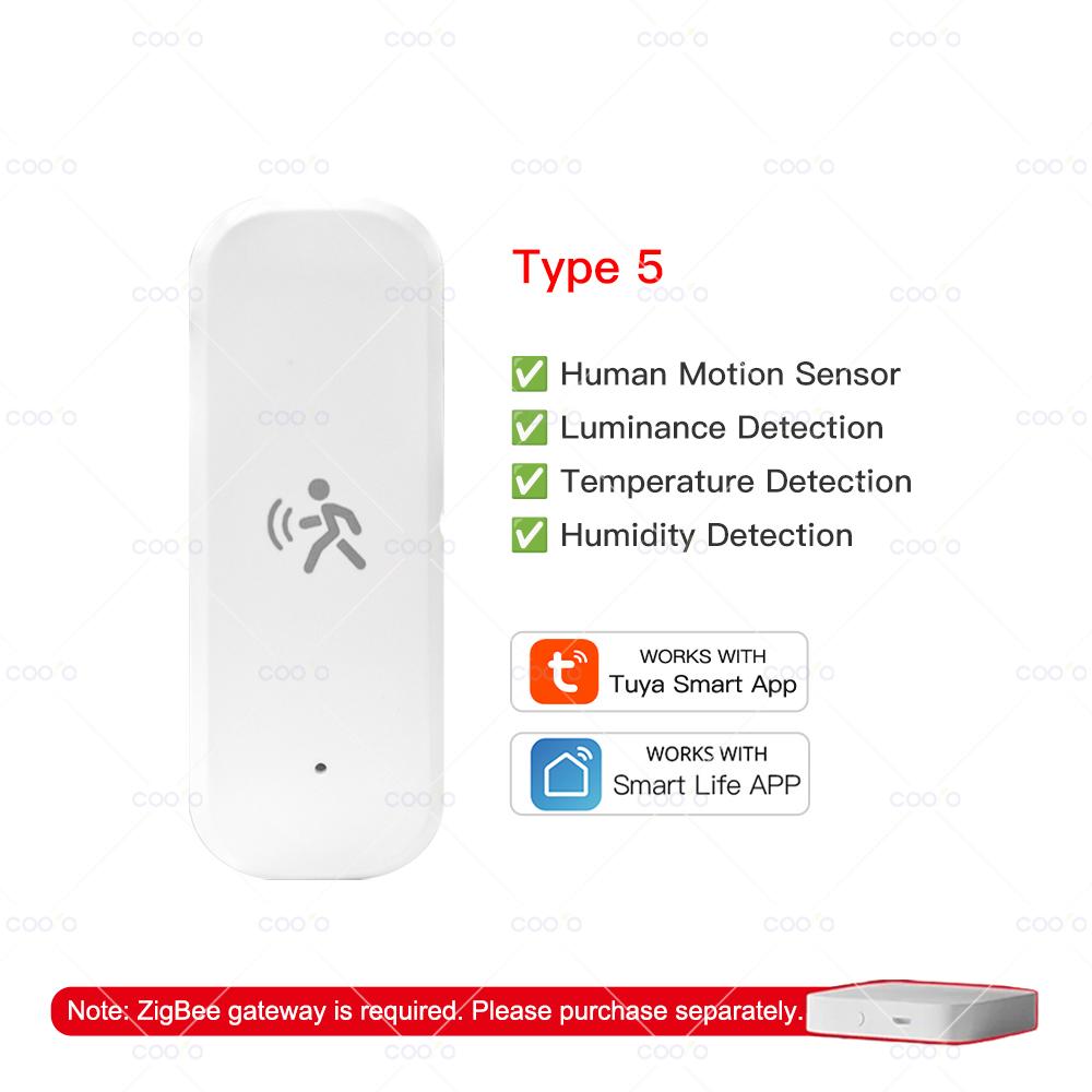 Zigbee 10G Миллиметровый волновой радарный датчик движения Детектор человека с датчиком освещенности, температуры, влажности Поддержка Tuya Zigbee2MQTT