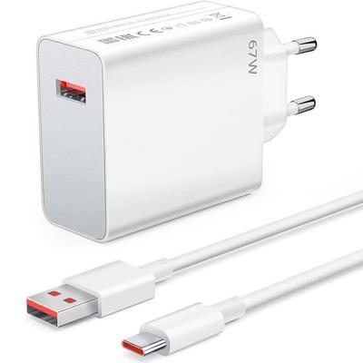 Быстрое зарядное устройство 67 Вт - USB-C - Кабель 1 м - для Redmi Note 15/14, Note 14 Pro 4G-5G, Xiaomi 15, 12T, 12T Pro