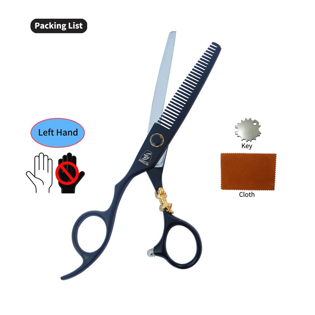 SANGELAR 6 Inch Left-handed Professional Hair Scissors, Magical for Girls' Hair Trimming,Dog Grooming Scissors Can Be Used As Pet Styling Tool