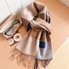 Wool scarf men's and women's winter blue plaid cashmere scarf high-end navy blue British style thickened new model