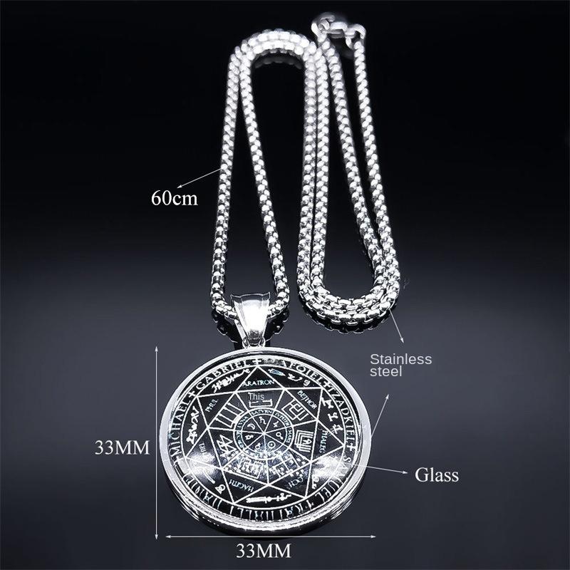 Семь ангелов, медаль Соломона, талисман, ожерелье из стекла и нержавеющей стали, персонализированное ожерелье с подвеской