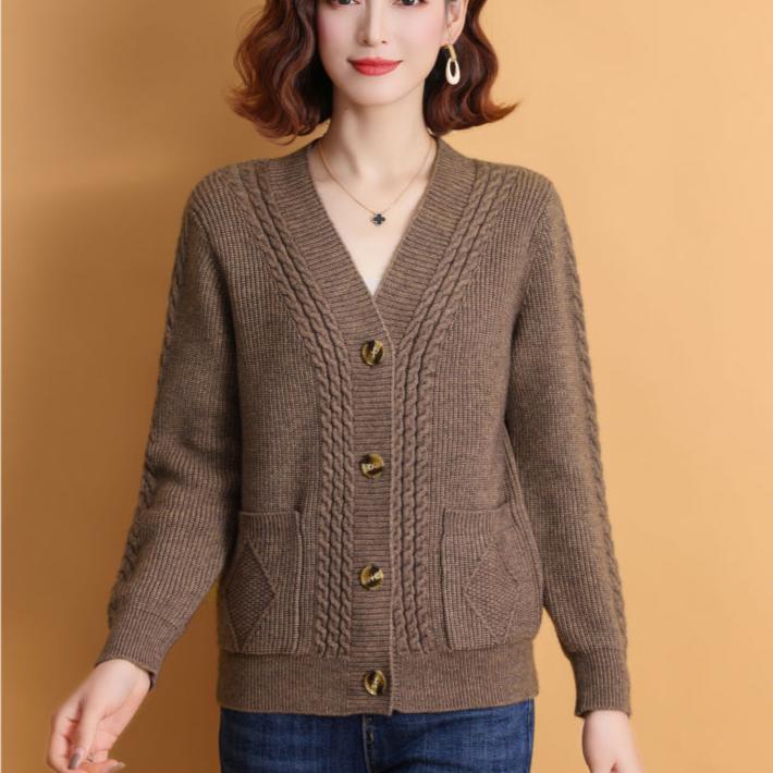 Женский вязаный кардиган, свитер, куртка, весна-осень, короткий однотонный трикотажный кардиган с V-образным вырезом