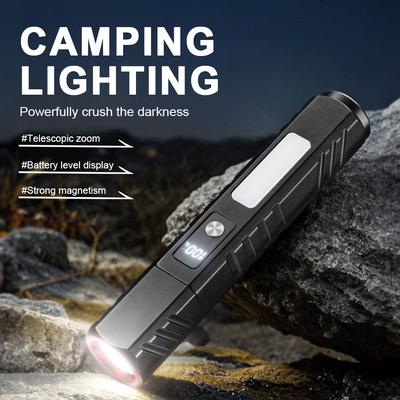 EDC Светодиодный карманный фонарик с магнитной зарядкой Type-C, с боковым светом, цифровым дисплеем, водонепроницаемый, для улицы, рабочий