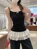Белый кружевной топ-майка для женщин - Весенне-летний слой
