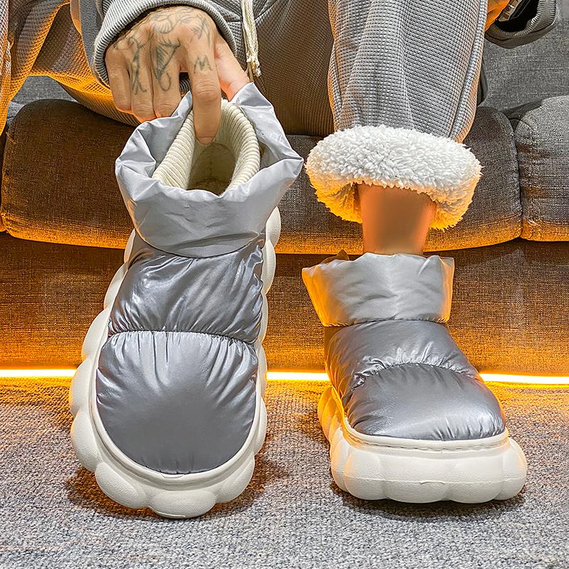 Fashion Warm Ankle Boots Winter Women and Men Bow Warmth Plush Bow Cotton Shoes 2024 New Waterproof Down Cloth Short Barrel Snow Boots