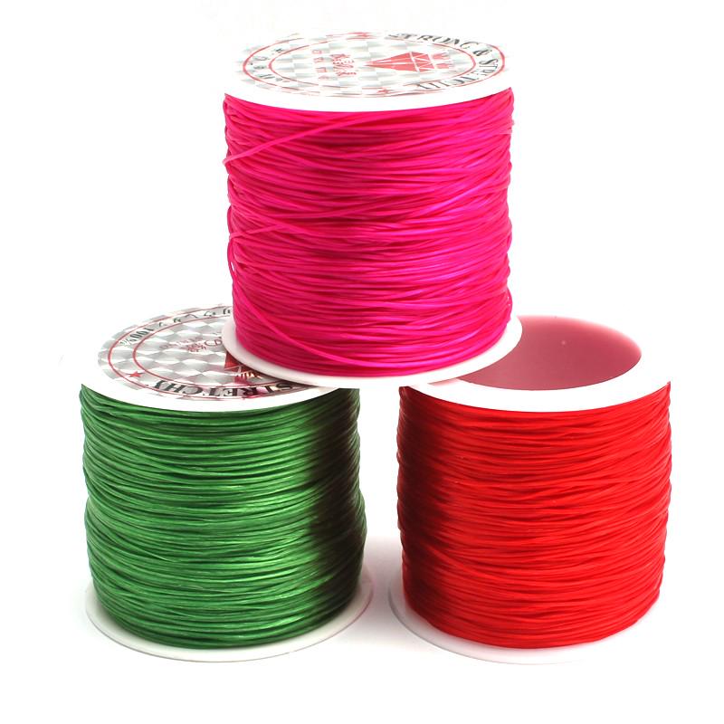1 рулон/лот, 0,6 мм, эластичная нить, круглая кристаллическая линия, нейлоновый резиновый эластичный шнур, 10 цветов, 60 м