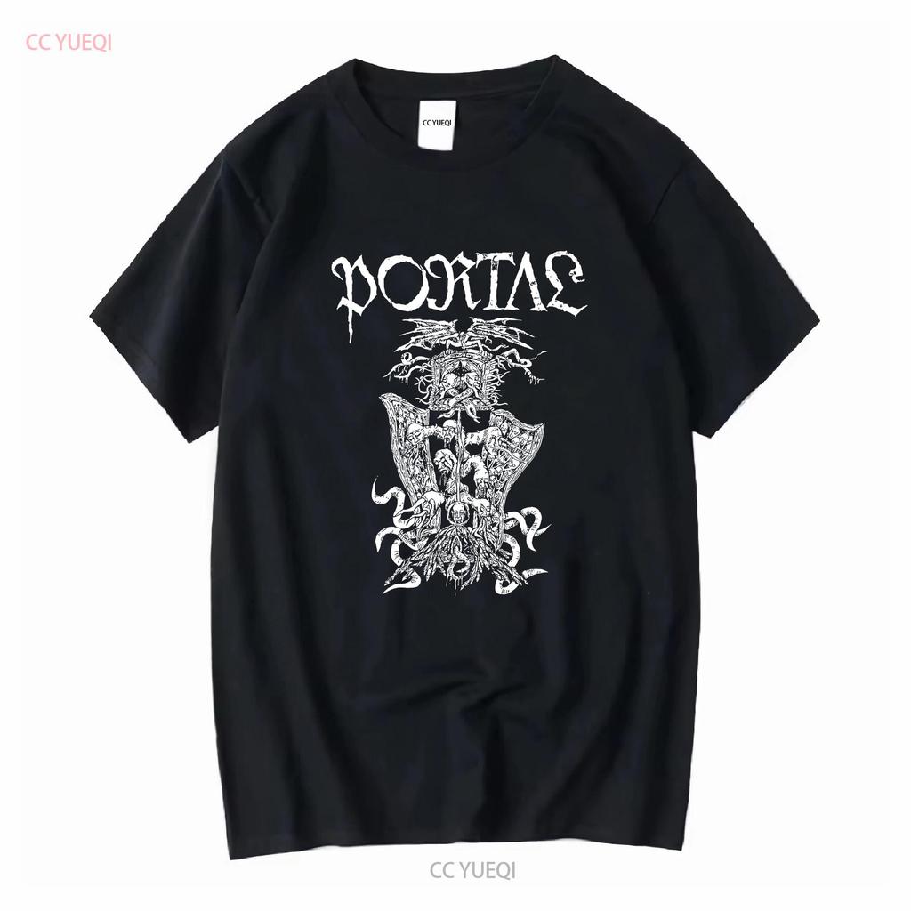 Винтажная футболка с двухсторонним принтом Portal Tempus Fugit в стиле дэт-метал для взрослых, размер S, с длинным или коротким рукавом, винтажная, выстиранная, унисекс