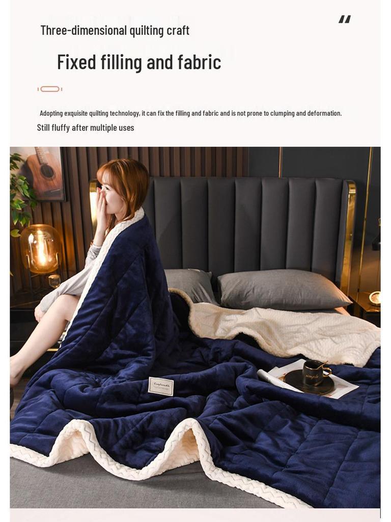 New A/B Style Baby Velvet Quilted Warm Lambswool Blanket - Thickened for Autumn/Winter