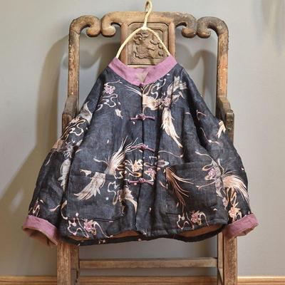 Женское винтажное осенне-зимнее пальто, теплое женское пальто с принтом на пуговицах, высокое качество