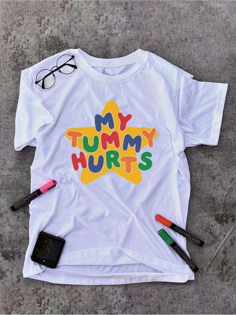 WomenS Casual Cherry Bean Letter Print TShirt Short Sleeve Crew Neck Summer Short Sleeved Harajuku Streetwear Tops Tees
