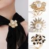 Scarf Buckle Shirt Ring Clip Slide-on Scarf Ring Flower Sun Rhinestone Scarf Buckle Clothing Accessory for Dates Parties Events