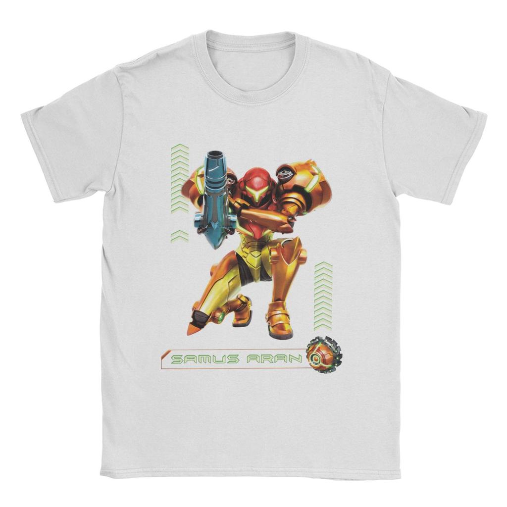 Юмористические футболки Samus Aran Super Metroid для мужчин с круглым вырезом, 100% хлопок, футболки с коротким рукавом, новинка, топы