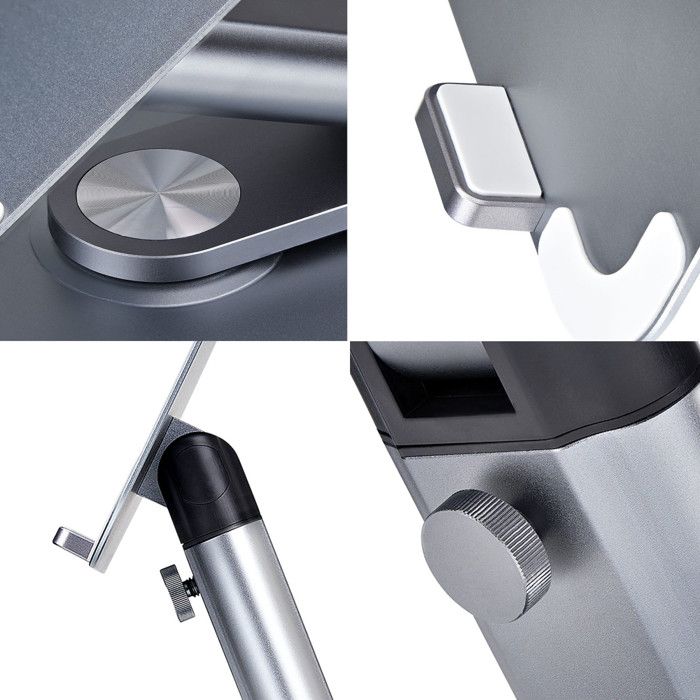 StarTech.Com Вращающаяся на 360° подставка для ноутбука, алюминиевая, регулируемая, серебристая, макс. 5 кг