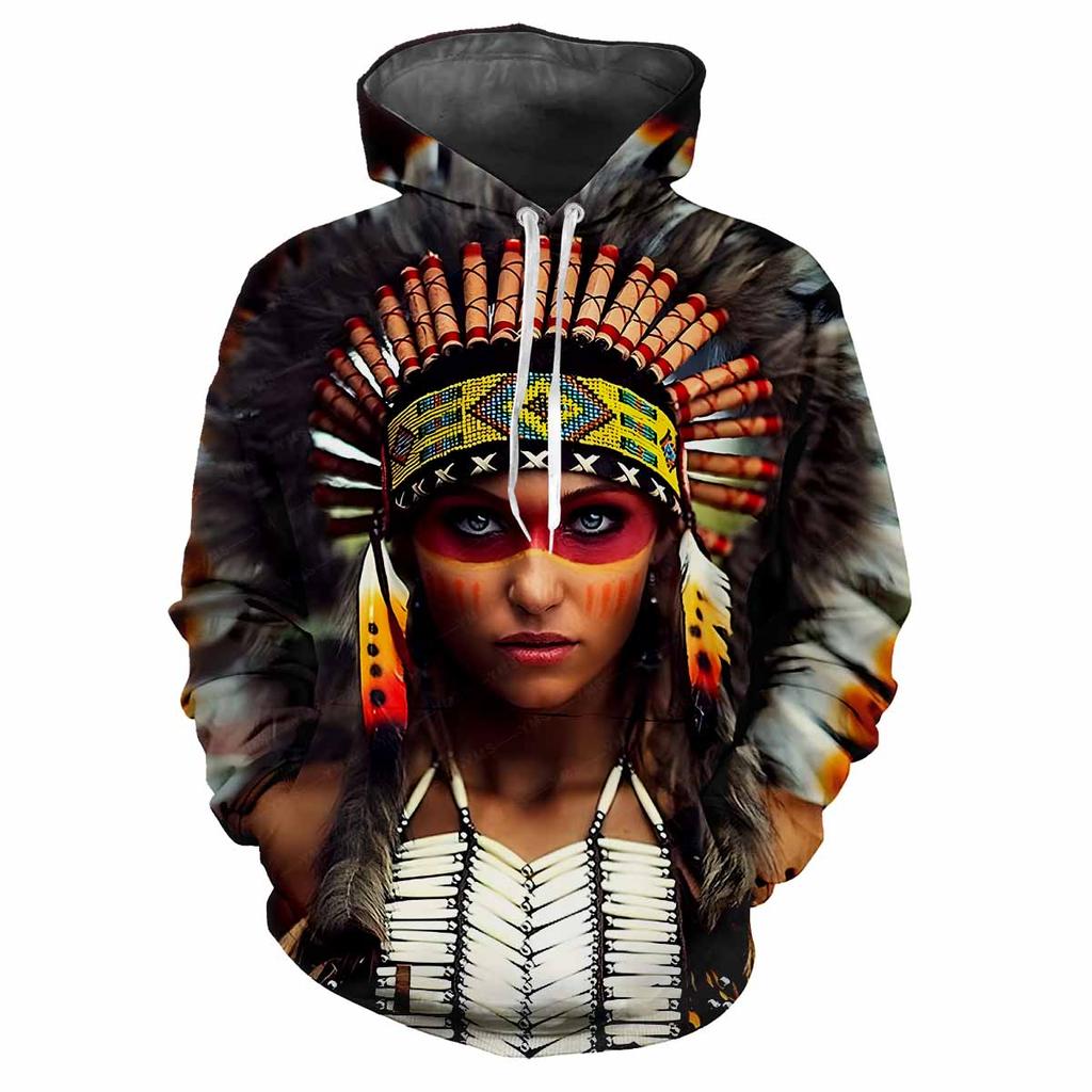 Индейский вождь племени 3D Harajuku Printing Street Fashion для мужчин и женщин, забавный стиль, мягкая, удобная, модная, хип-хоп, индивидуальная толстовка с капюшоном