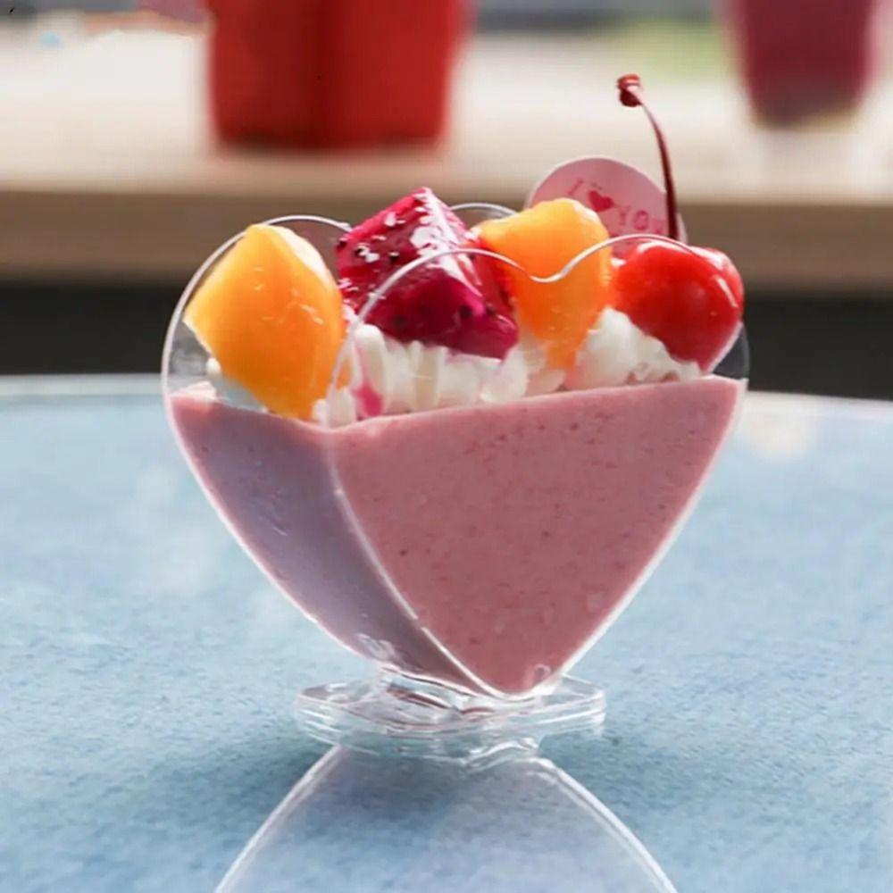 10Pcs Mini Mousse Cup Disposable Tiramisu Cup Heart Shaped Dessert Cup  Party Buffet