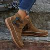 European and American Plus Size Round Toe Retro Style Sewn Short Flat Sole Suede Women's Naked Boots