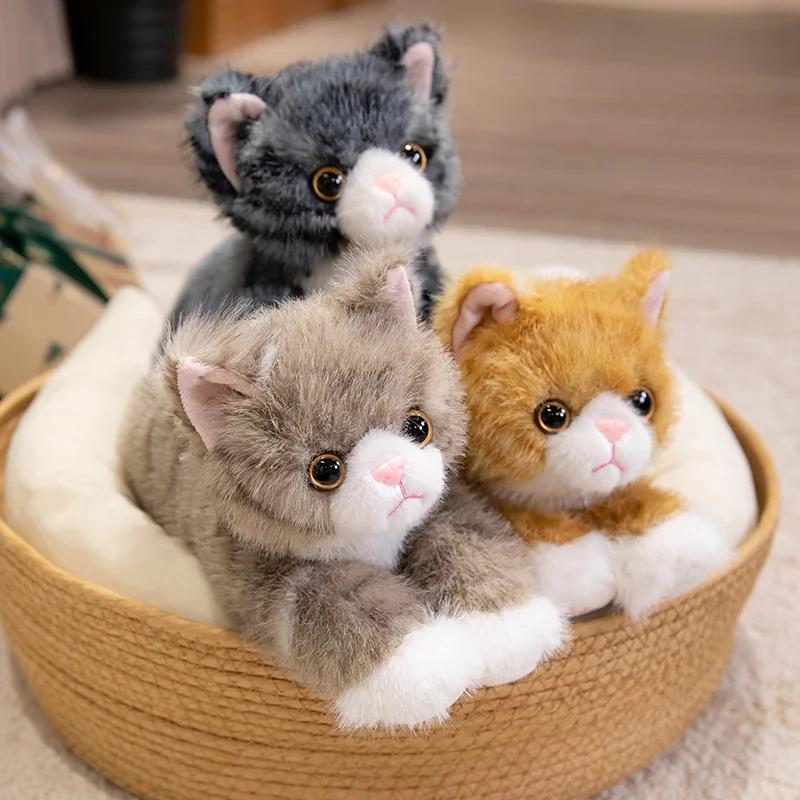 Lifelike Cat Cuddly Buddies Plush Soft Lying Prone Kitten Buddy Sweet Toddlers Friend Pretty Room Adornment Natal Day Present