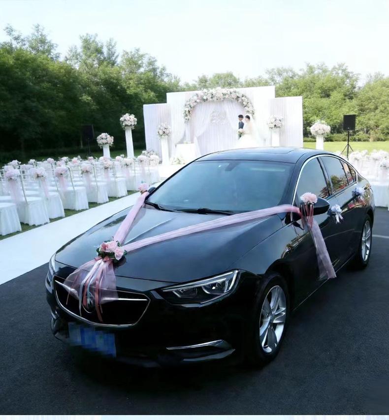 Полностью Белый Свадебный Автомобиль Цветочный Декор Набор с Лентой