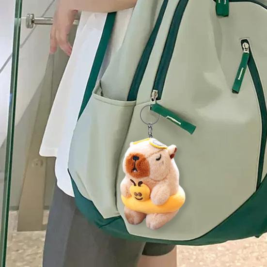 Кулон-капибара, пушистый брелок-капибара с дизайном плавательного круга, мультяшный