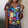 New Women T Shirt Abstract Painting Print Funny Clothes Women Short Sleeve T Shirts Y2k Streetwear Summer Oversized Clothing