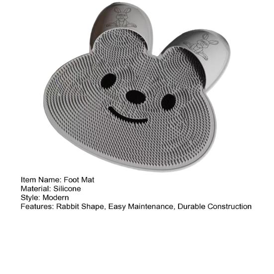 Rabbit Bathroom Shower Anti Slip Mat Foot Scrubber Back Scrubber Circular Massage Mat Silicone Foot Mat