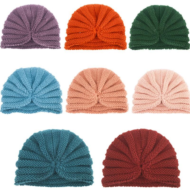 New baby fetal hat, baby autumn and winter warm knitted hat, children's wool hat turban hat