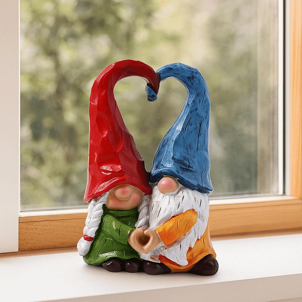 Handmad Couple Dwarf Ornaments Resin Dwarf Spirit Heart Shape Figurines  Desktop Decorative