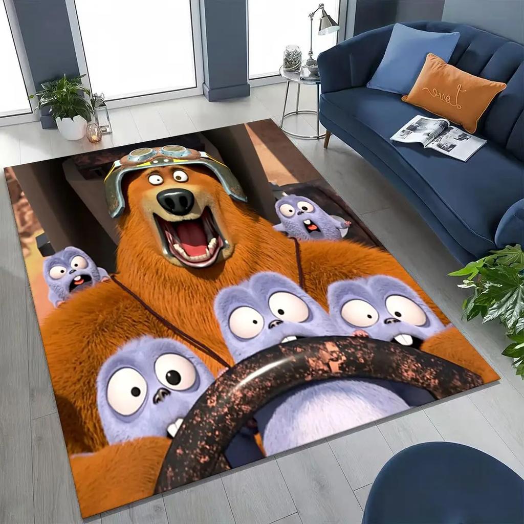 Забавный ковер-ковер из мультфильма «Гризли и лемминги» для спальни, гостиной, дивана, придверный коврик, декор, большой детский игровой нескользящий коврик для пола
