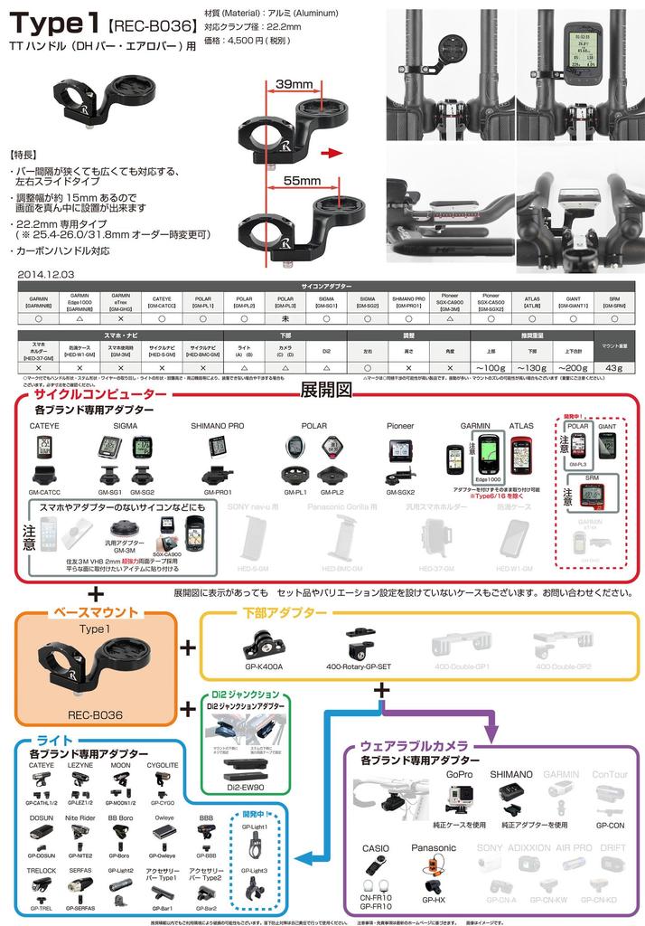 RecMount Type 1 Garmin Mount TT Base for Handlebar Clamp Diameter (for Handlebars, Only) [036-GM] 22.2mm