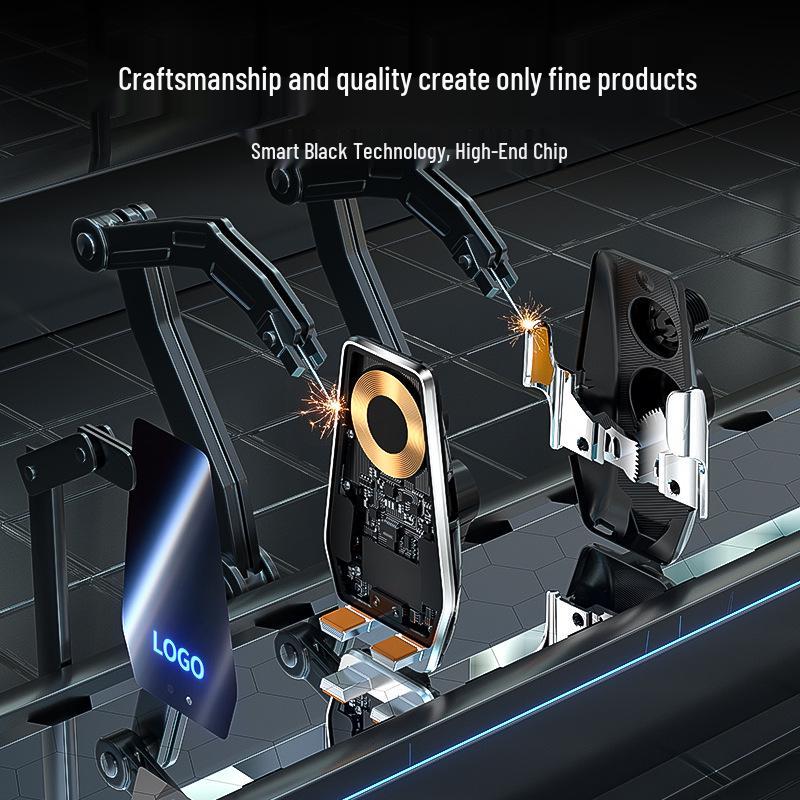 Luminous Car Logo Wireless Charger with Infrared Sensor and Auto Electric Opening Phone Holder for Specific Car Model