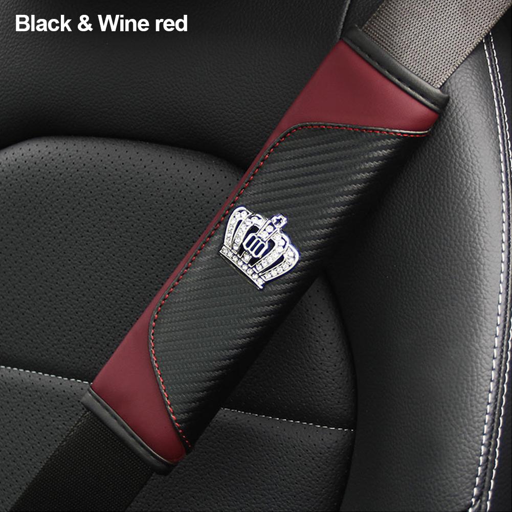 Чехол на ремень безопасности автомобиля из углеродного волокна Crystal Crown, накладка на ремень безопасности, аксессуары для салона автомобиля