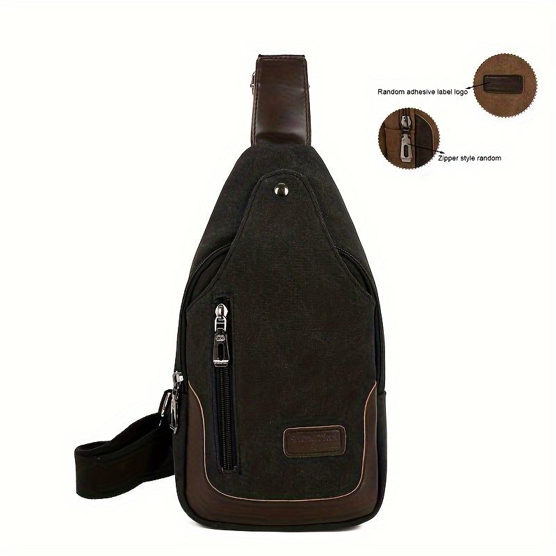 1 шт. Мужская походная холщовая нагрудная сумка, однотонная износостойкая большая вместительная нагрудная сумка