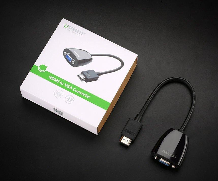 Конвертер Ugreen Full HD HDMI в VGA - Однонаправленный, Папа-Мама, Черный - Модель MM105 40253