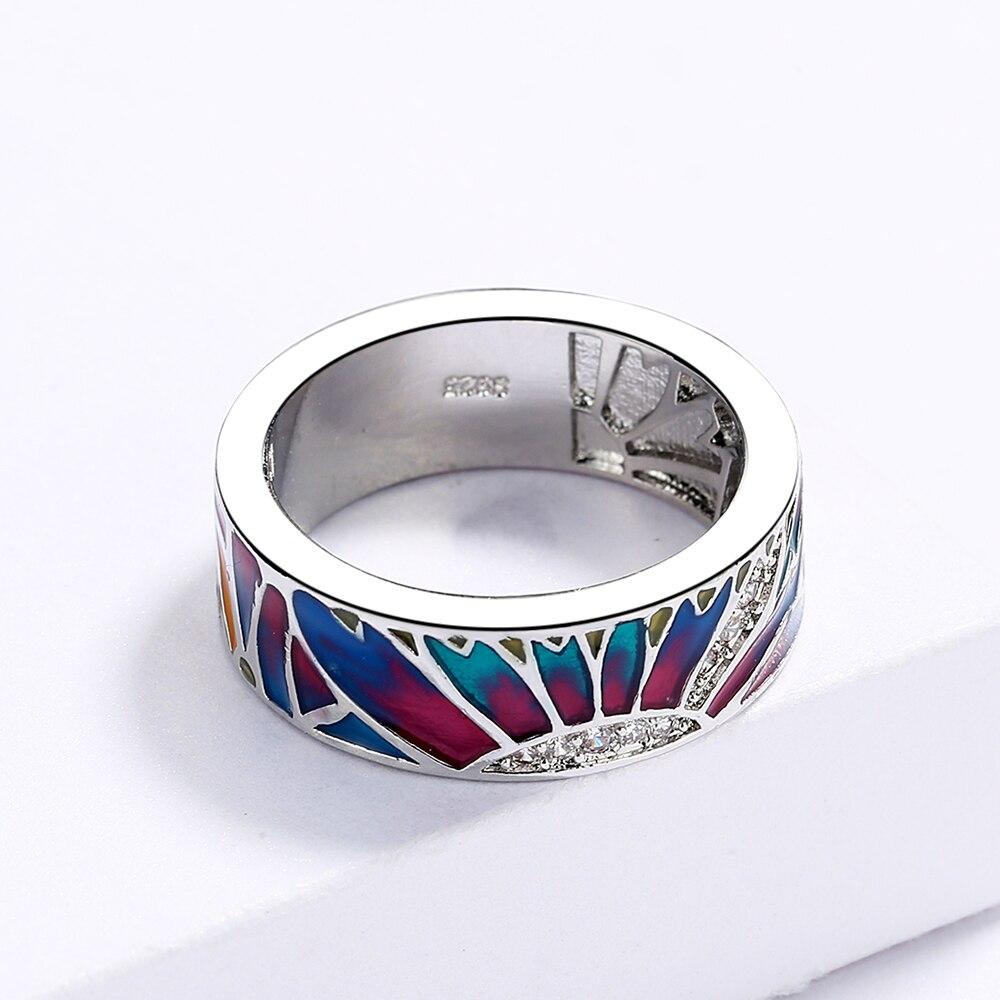 Классическое красочное эпоксидное кольцо в форме солнца, женское кольцо, изысканное обручальное кольцо, эмалированные обручальные кольца ручной работы