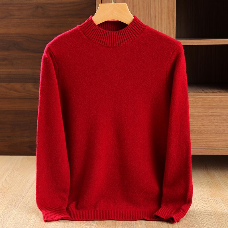 Men's Half Turtleneck Thickened Cashmere Sweater Qinghe Cashmere 30% Cashmere 70% Wool Men's Autumn and Winter Cashmere Soft and Warm