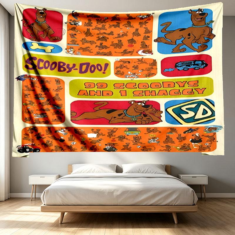 Scooby Print Tapestry - Portable Wall Decor Cloth, for Home, Dorm, Travel, Bedroom, Living Room - Ideal Birthday Housewarming Gift