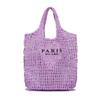 Skeleton Straw Bag Women's Mesh Pocket Handmade Woven Beach Tote Holiday Shoulder Bag