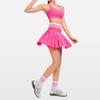 Womens Tennis Set With Fixed Cup Sports Bra High-Waisted Color-Block Pleated Skirt Activewear