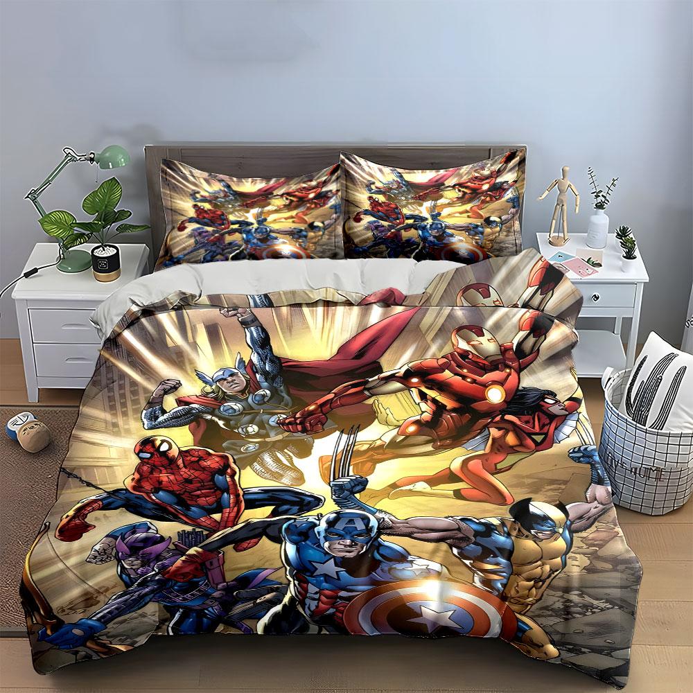 Superheroes in action poses. Bedding sets Duvet cover sets Duvet covers Pillowcases(1 * Duvet Cover 2 * Pillowcases without duvet insert)