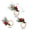 6pcs Artificial Napkin Holder Wooden Napkin Buckle Christmas Pine Needle Napkin Ring  Kitchen