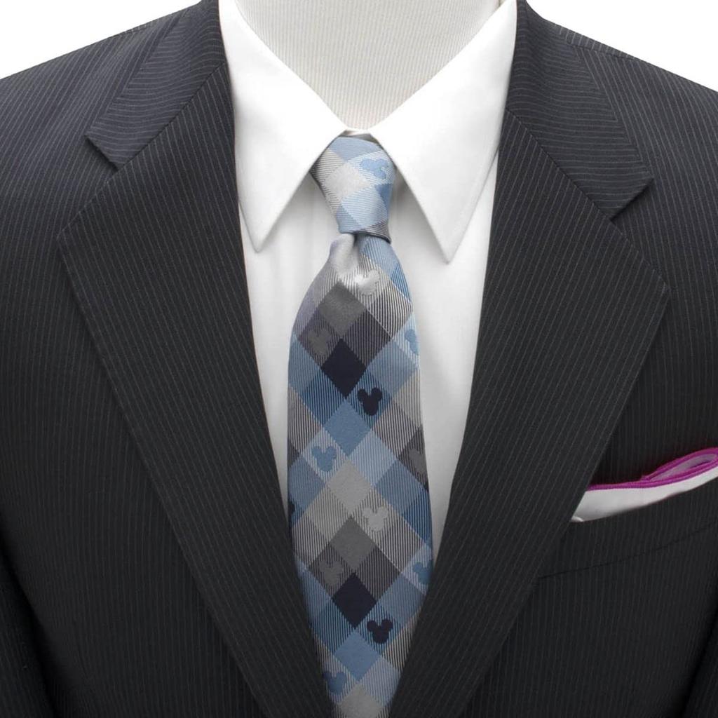 Cufflinks Mickey Mouse Blue Plaid Tie (dn-mpld2-bl-tr)