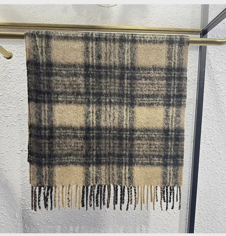 Женский зимний клетчатый шарф в корейском стиле - элегантная шаль с кисточками, толстая и теплая для студентов