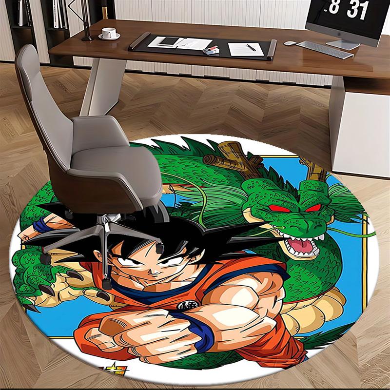 1pc Dragon Ball Z Goku & Shenron Anime Cartoon Design Round Carpet - Office Chair Mat, Non-Slip Rug for Home Decor, Living Room, Bedroom, Game Room, B