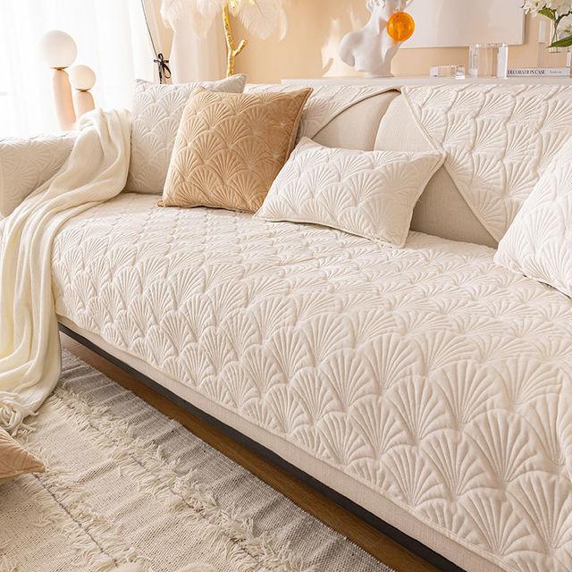 Осенне-зимний плюшевый чехол для дивана, однотонный плед, Нескользящий наполнитель, чехлы для диванов для гостиной, защитное полотенце для мебели
