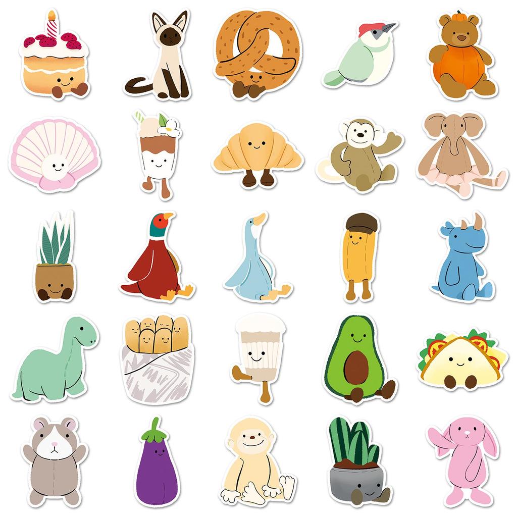 50 Ручная роспись Jellycat Милые Декоративные Наклейки для Телефонов, Гитар, Самокатов, Шкафов