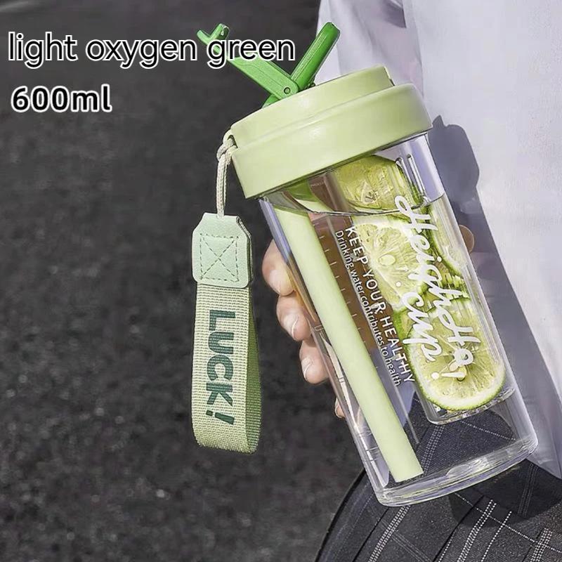 Летний портативный стакан для воды 600 мл спортивная бутылка для воды пищевой материал тритан стакан для воды женский стакан с соломинкой удобный стакан